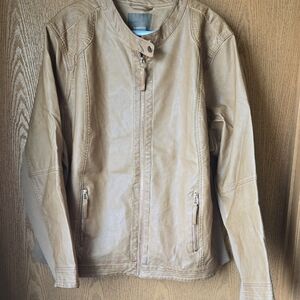 Maurices Tan Leather Jacket Casual Style